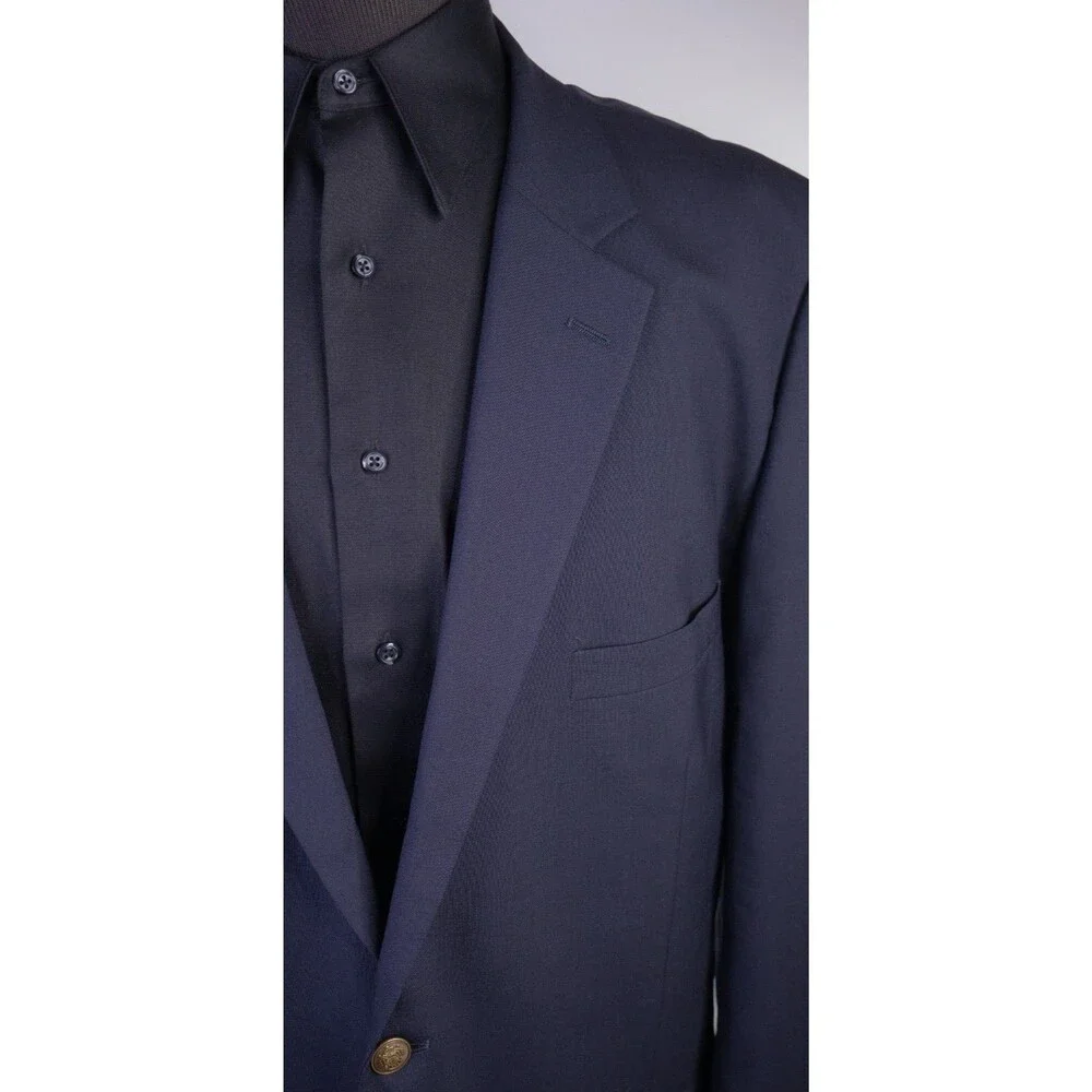 Club Room Charter Club Blazer Sz 48L Navy Gold Button Wool 2 Button Blazer Coat